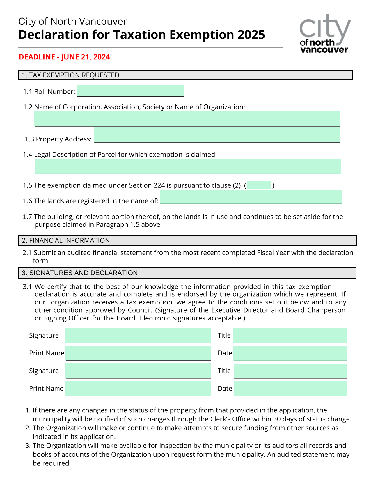 Declaration For Taxation Exemption 2025 screenshot