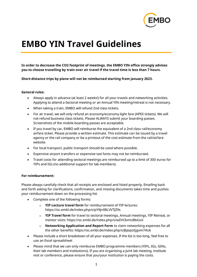 EMBO YIN Travel Guidelines screenshot