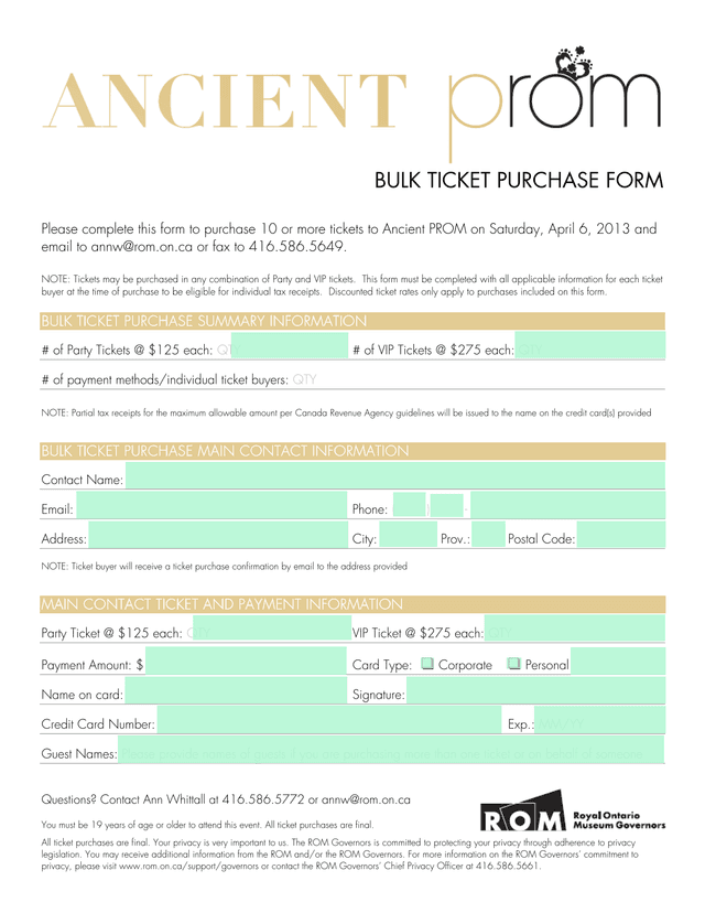 BULK TICKET PURCHASE FORM screenshot