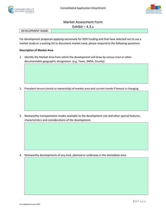 Consolidated Application Attachment   Market Assessment Form screenshot