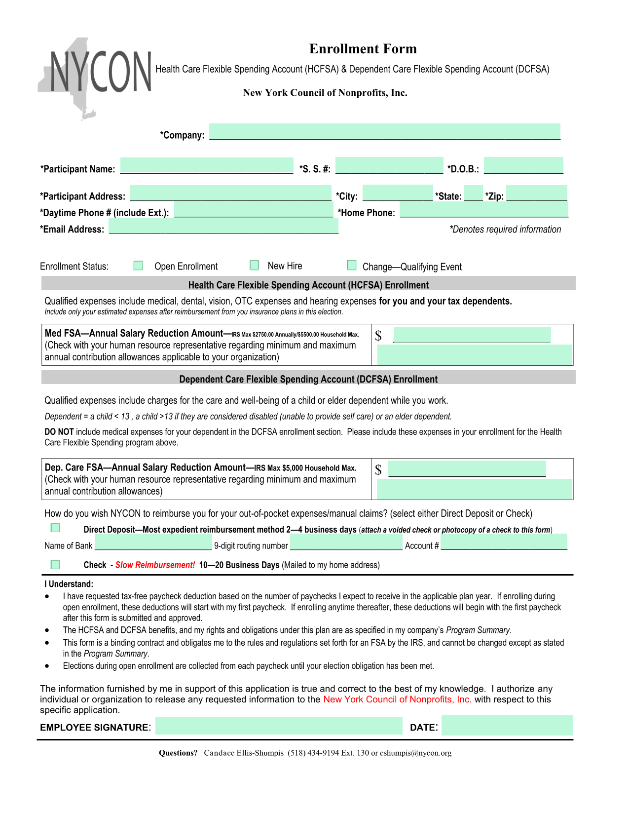 New York Council Of Nonprofits, Inc. Enrollment Form screenshot