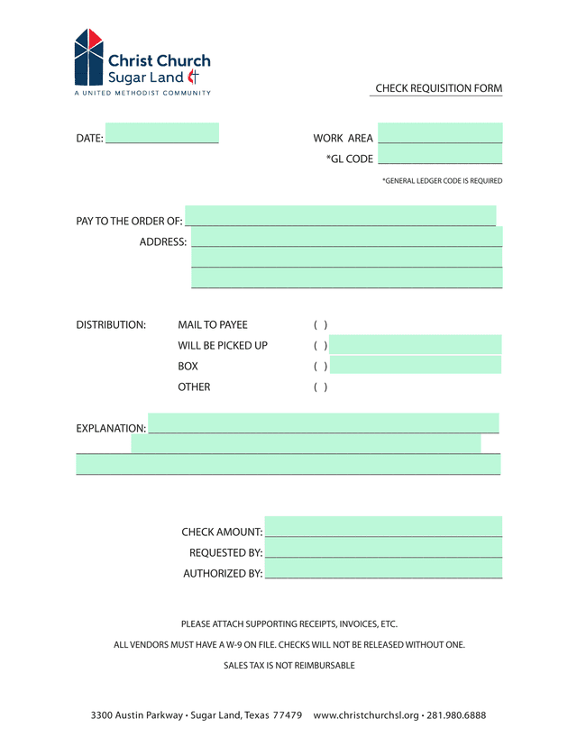CHECK REQUISITION FORM screenshot