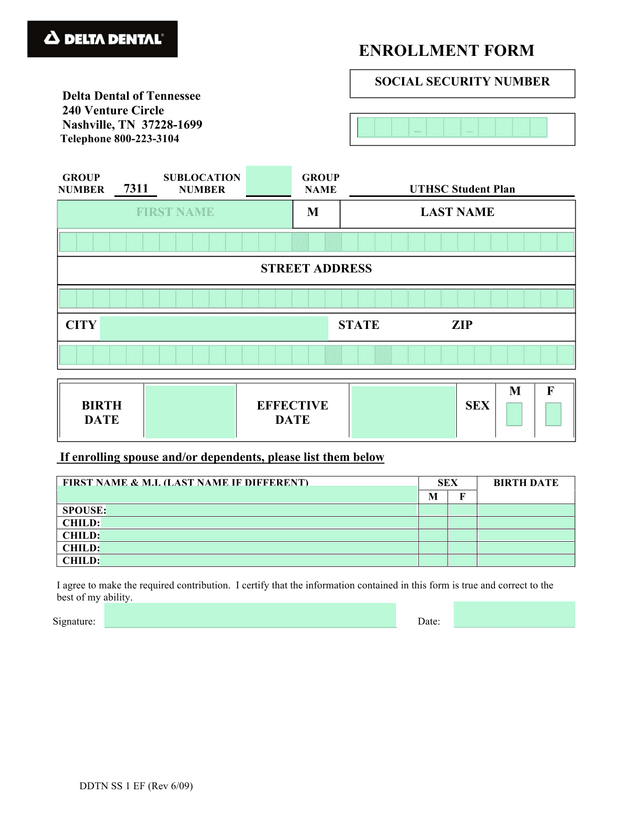 ENROLLMENT FORM screenshot