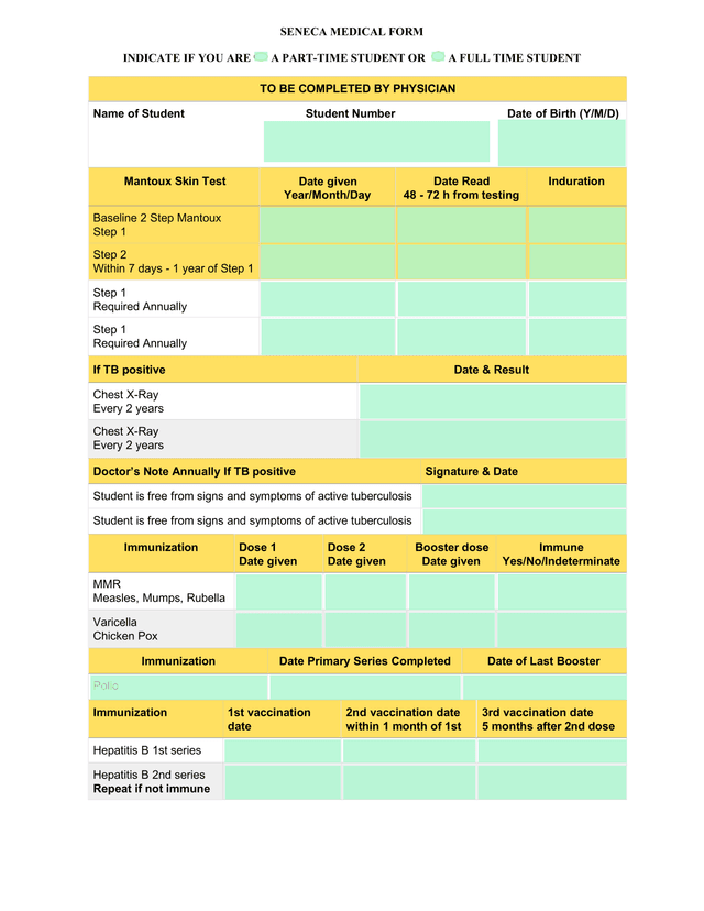 SENECA MEDICAL FORM screenshot