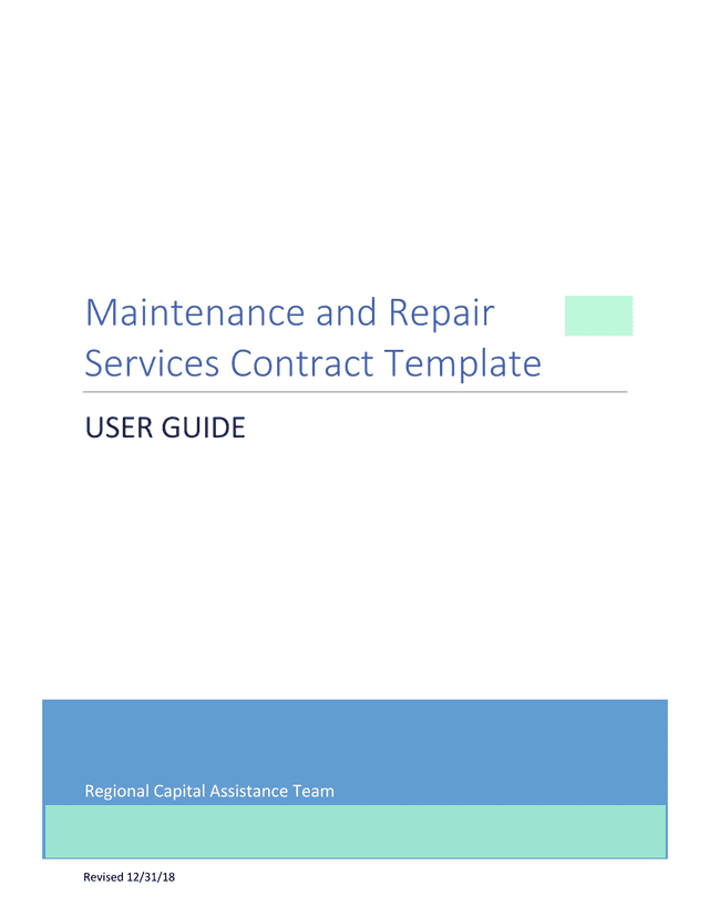 Maintenance And Repair Services Contract Template User Guide screenshot