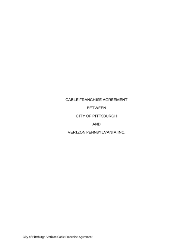 City Of Pittsburgh Verizon Cable Franchise Agreement screenshot