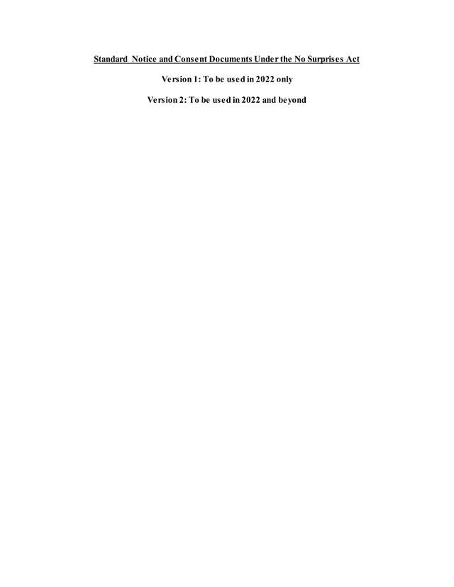 Standard Notice And Consent Documents Under The No Surprises Act screenshot