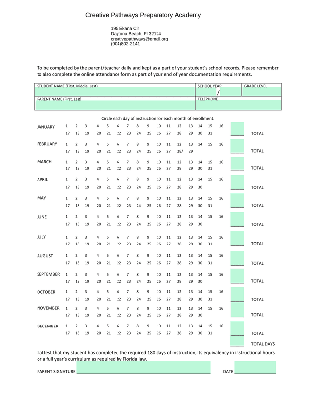 Vitarete Academy Attendance Form screenshot