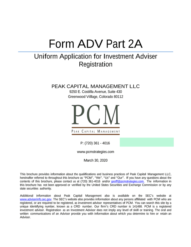 Form ADV Part 2A screenshot