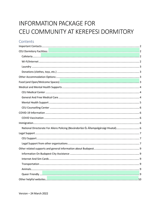 Information Package For CEU Community At Kerepesi Dormitory screenshot