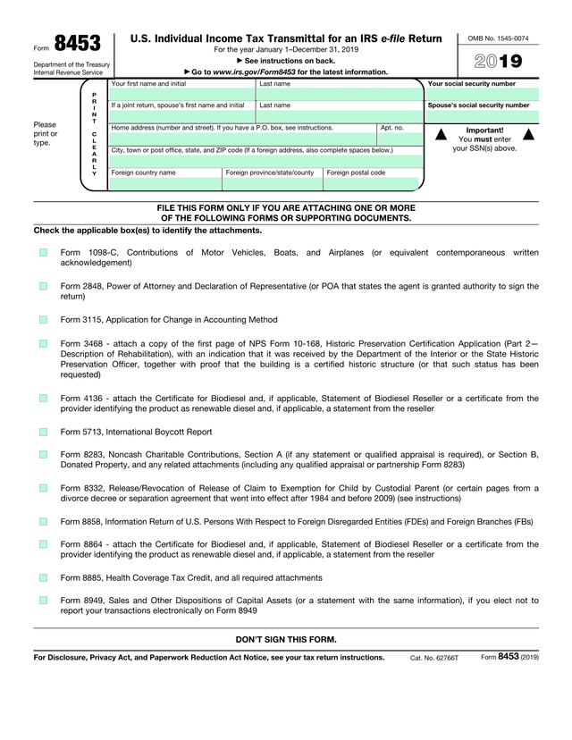 Form 8453 screenshot