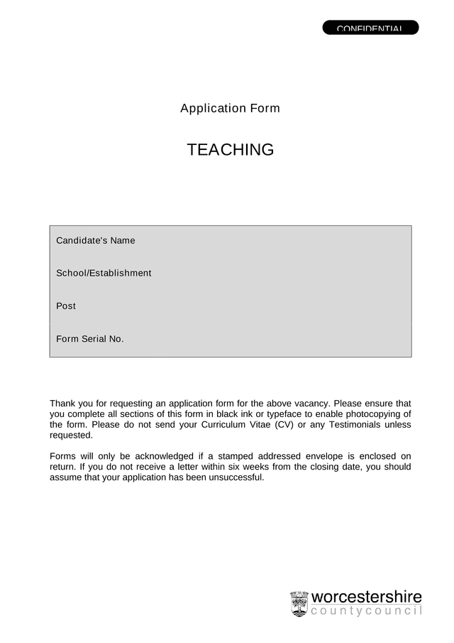 Application Form (TEACHING) screenshot