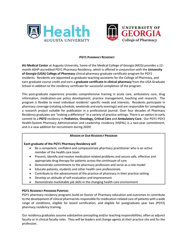 PGY1 Pharmacy Residency screenshot