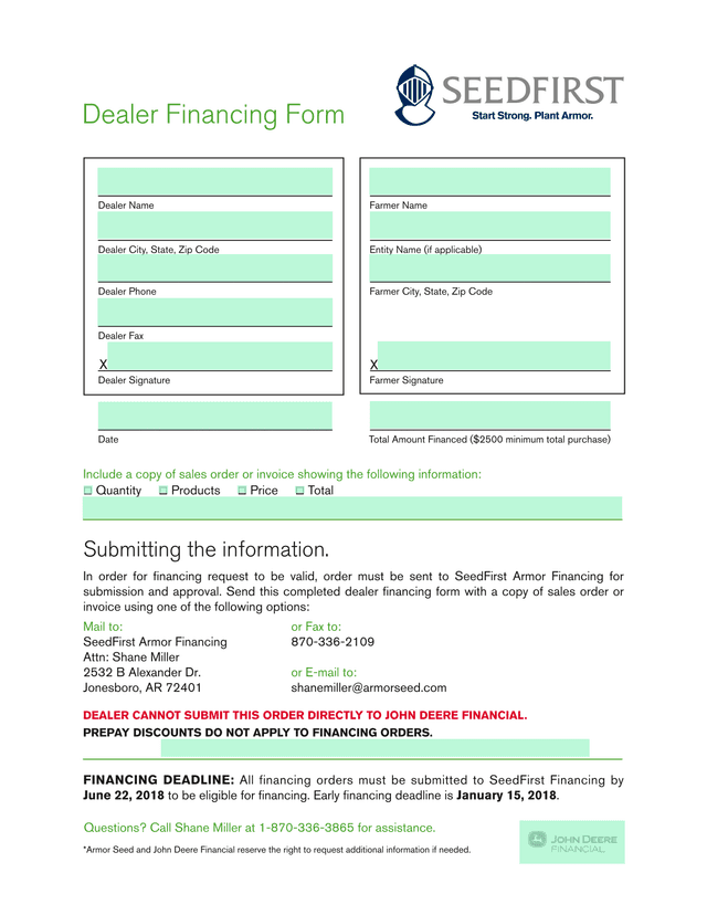 Dealer Financing Form screenshot