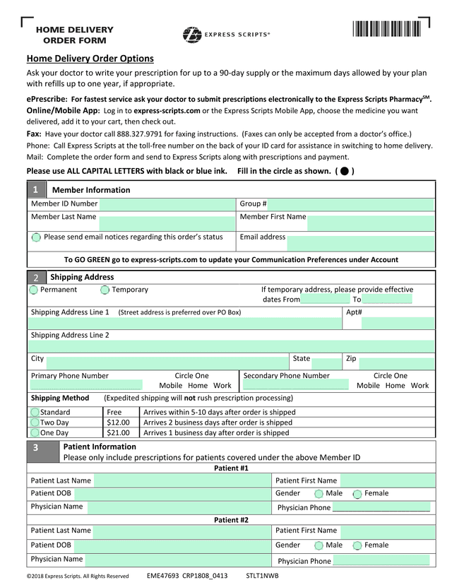 Home Delivery Order Options screenshot
