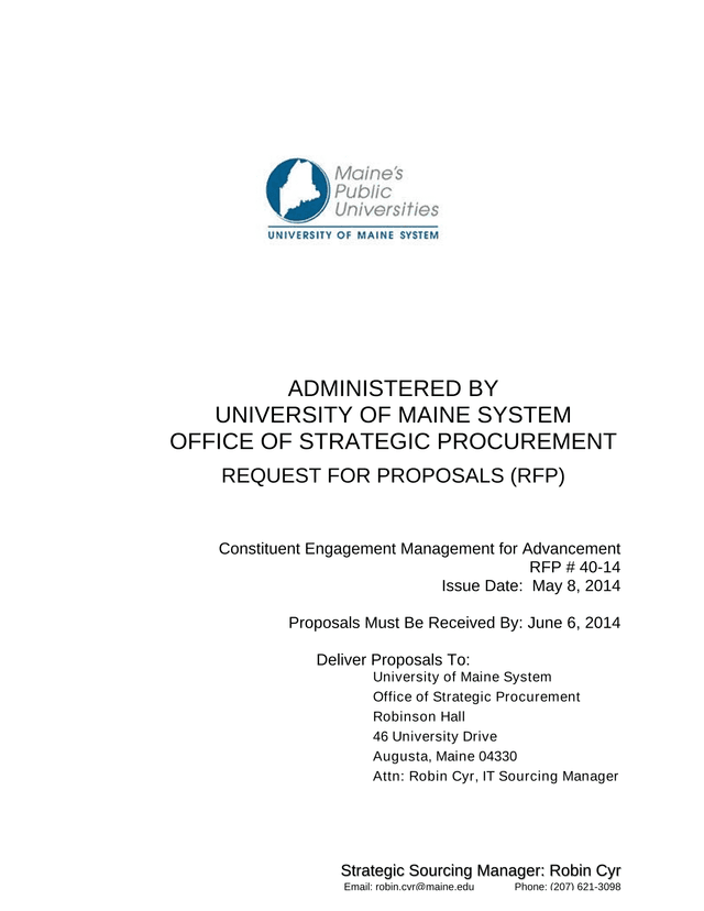 Request For Proposals (RFP) For Constituent Engagement Management For Advancement screenshot