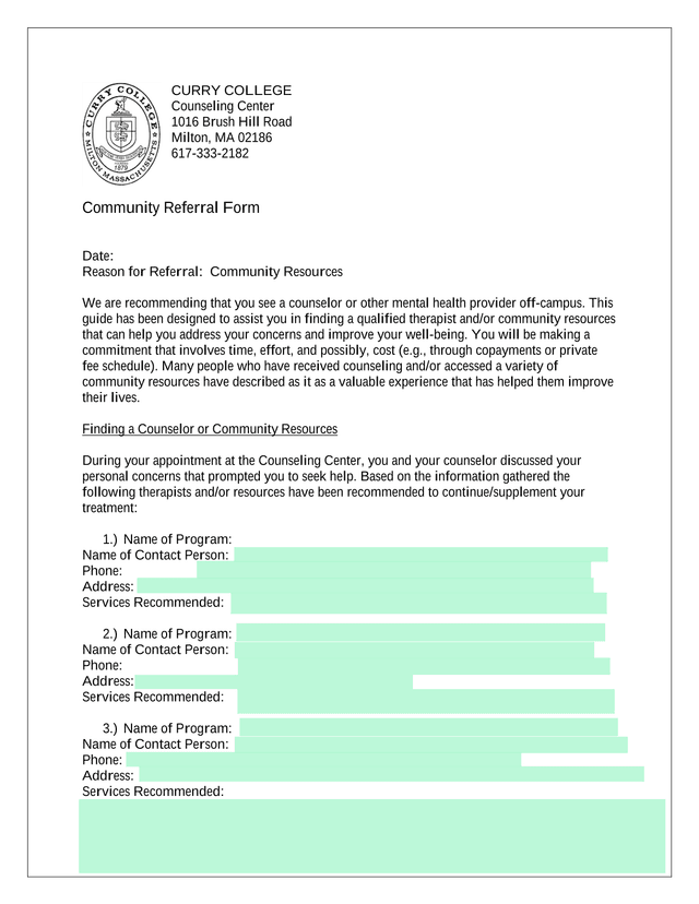 Community Referral Form screenshot