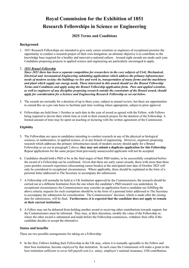 Royal Commission For The Exhibition Of 1851 Research Fellowships In Science Or Engineering screenshot