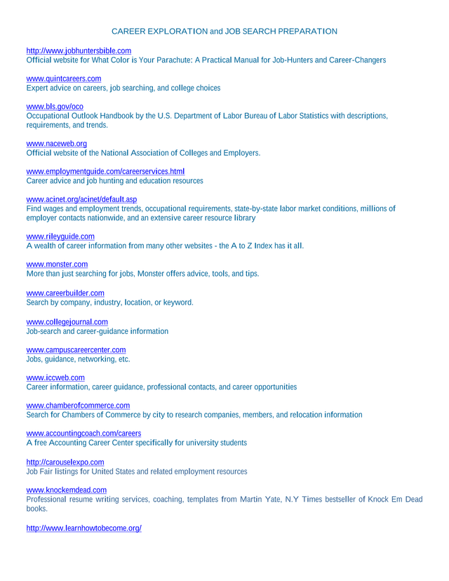 Career Exploration And Job Search Preparation screenshot