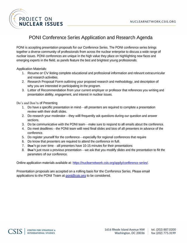 PONI Conference Series Application And Research Agenda screenshot