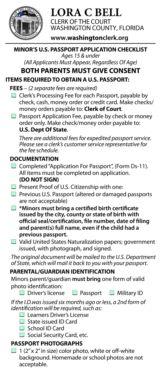 MinorS U.S. Passport Application Checklist screenshot