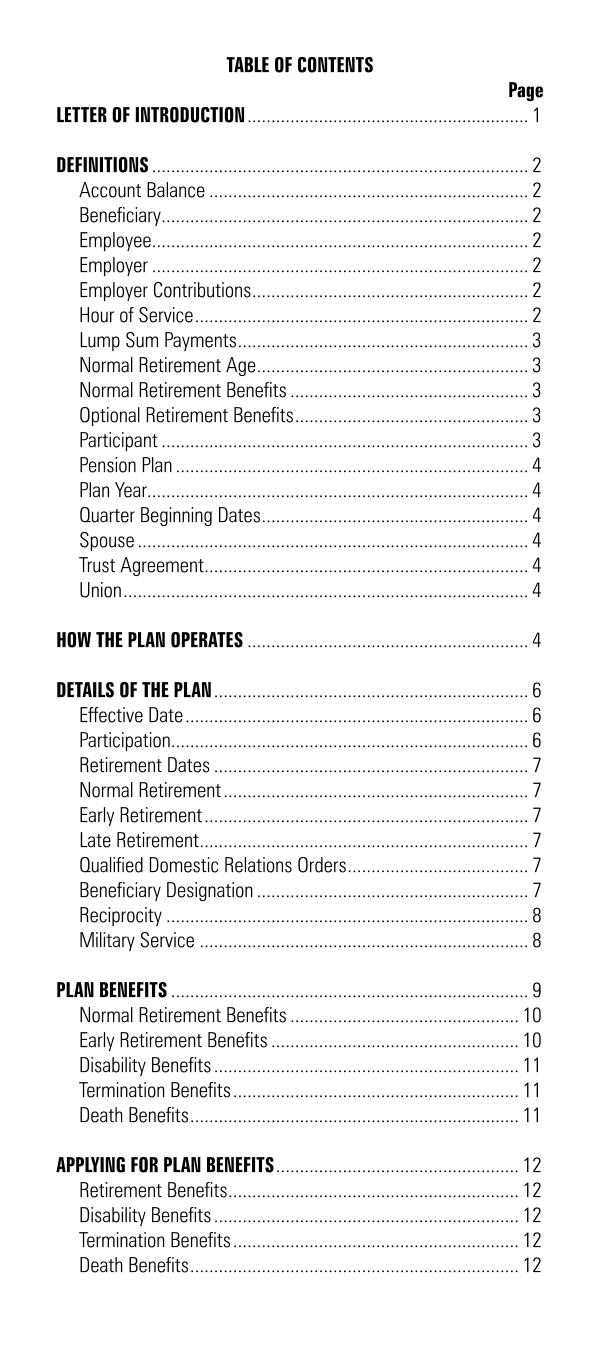 Pension Plan Document screenshot