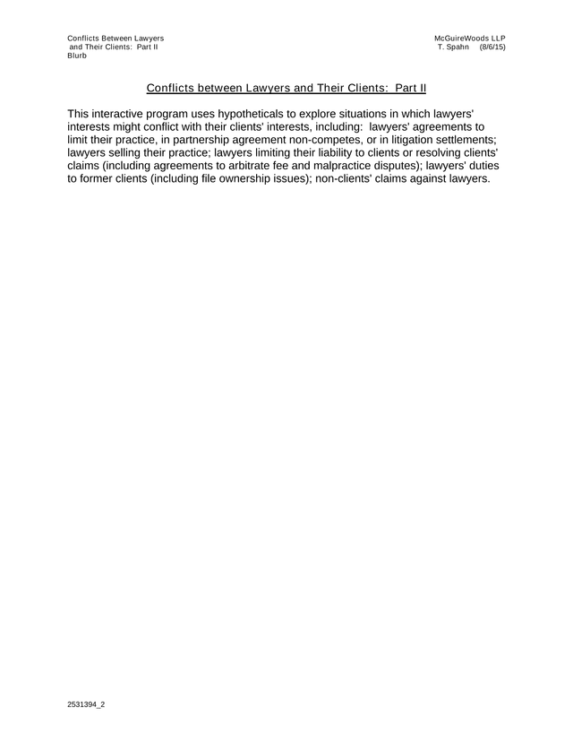 Conflicts Between Lawyers And Their Clients Part II screenshot
