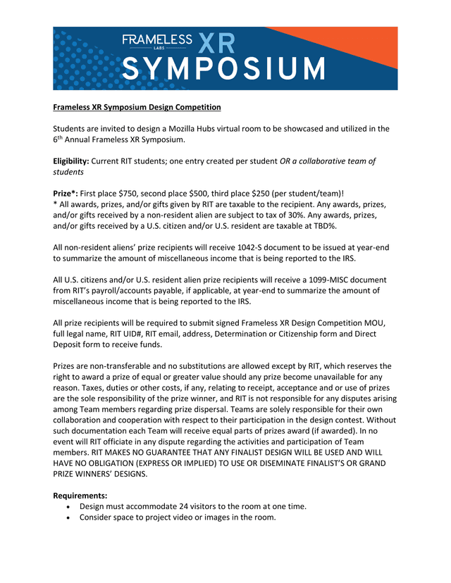 Frameless XR Symposium Design Competition screenshot
