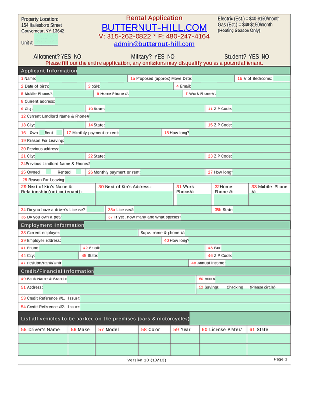 Rental Application screenshot