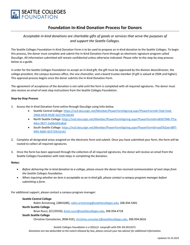 Foundation In Kind Donation Process For Donors screenshot