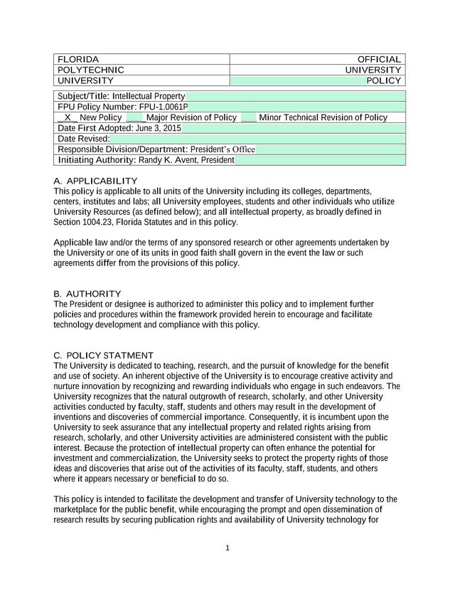 Intellectual Property Policy screenshot
