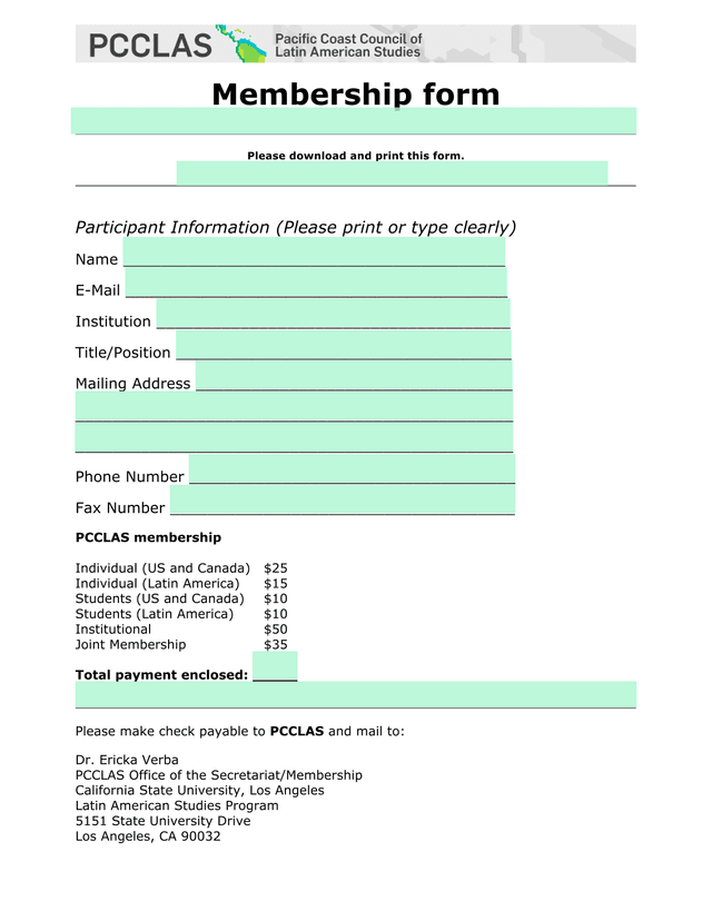 Membership Form screenshot