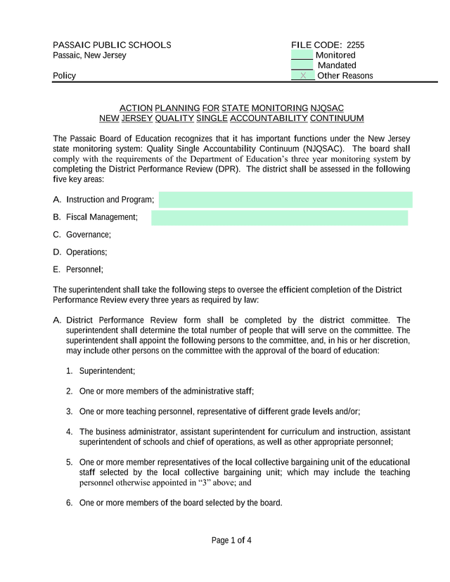 Action Planning For State Monitoring NJQSAC screenshot