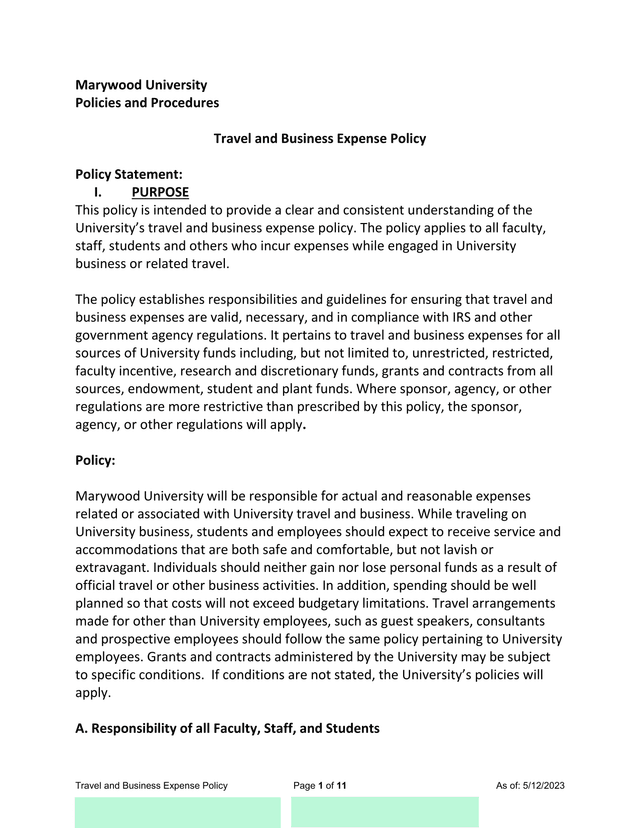Travel And Business Expense Policy screenshot
