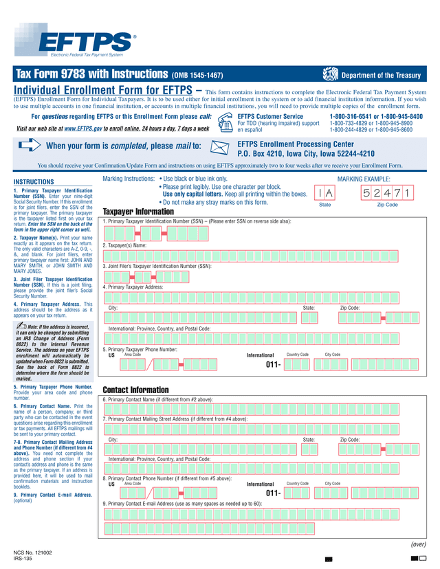Tax Form 9783 With Instructions screenshot