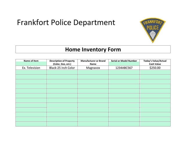 Home Inventory Form screenshot