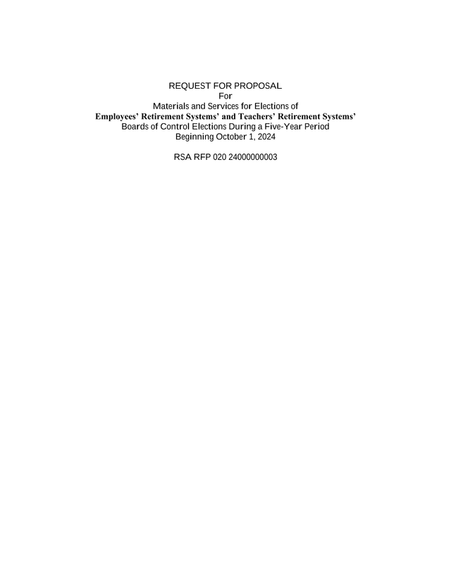 Request For Proposal Materials And Services For Elections Of Employees Retirement Systems And Teache screenshot