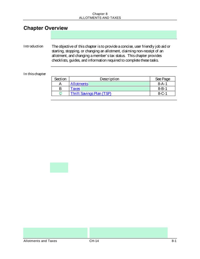 Chapter 8 ALLOTMENTS AND TAXES screenshot