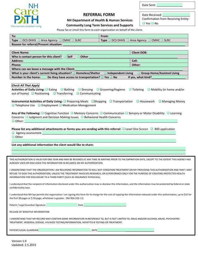 REFERRAL FORM screenshot