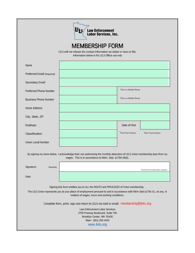 MEMBERSHIP FORM screenshot