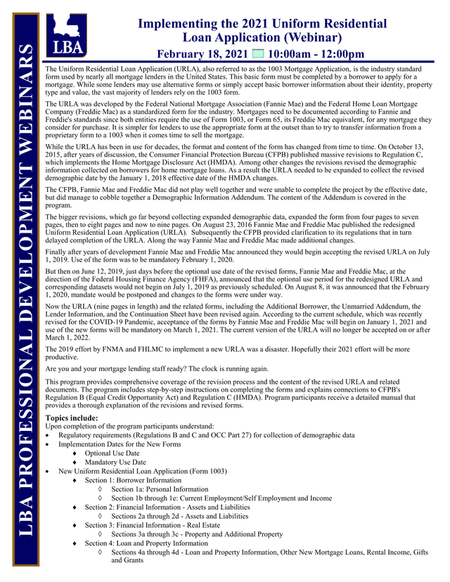 Uniform Residential Loan Application (URLA) screenshot