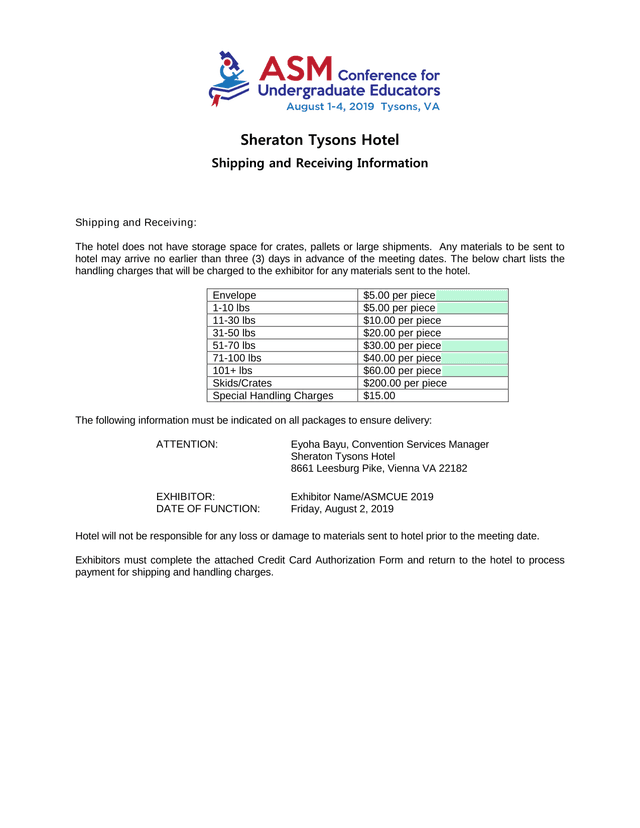 Shipping And Receiving Information screenshot