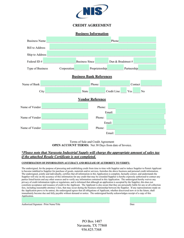 Credit Agreement screenshot
