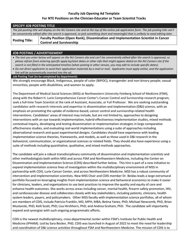 Faculty Job Opening Ad Template screenshot