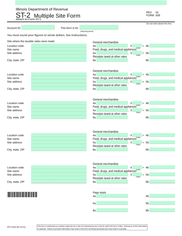 ST 2 Multiple Site Form screenshot