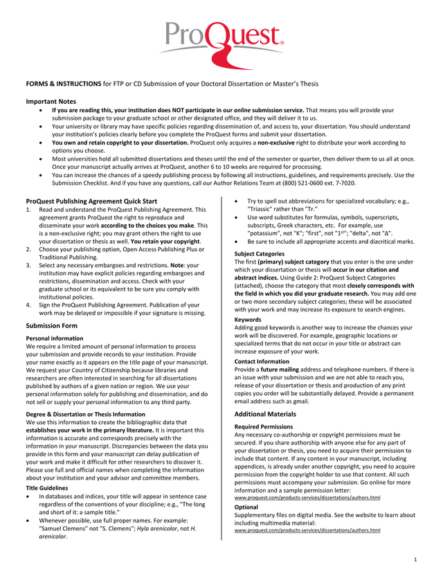 Forms  Instructions For FTP Or CD Submission Of Doctoral Dissertation Or MasterS Thesis screenshot