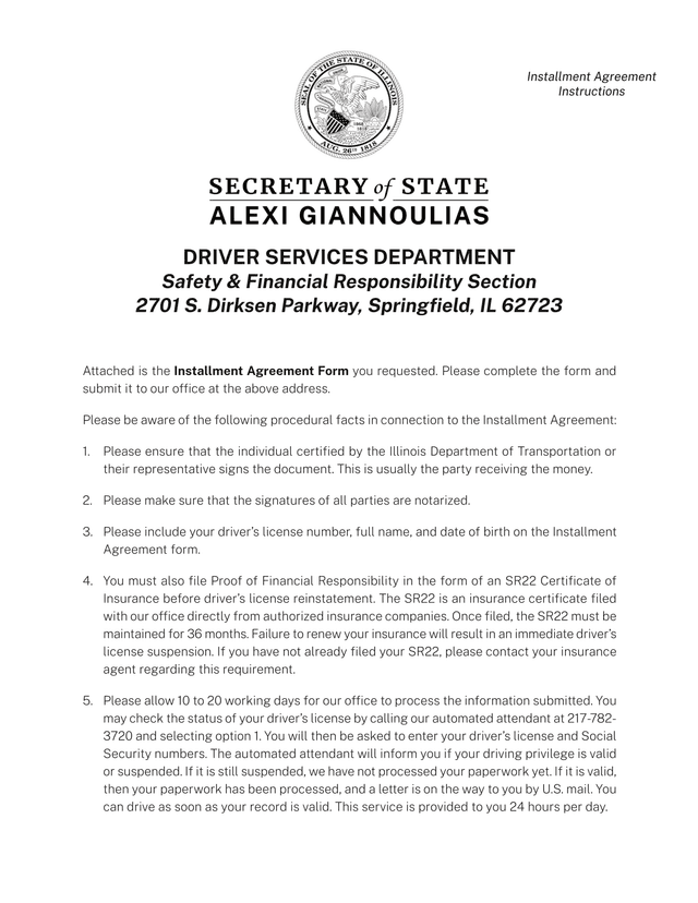 Installment Agreement screenshot