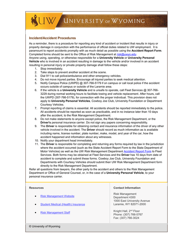 IncidentAccident Procedures screenshot