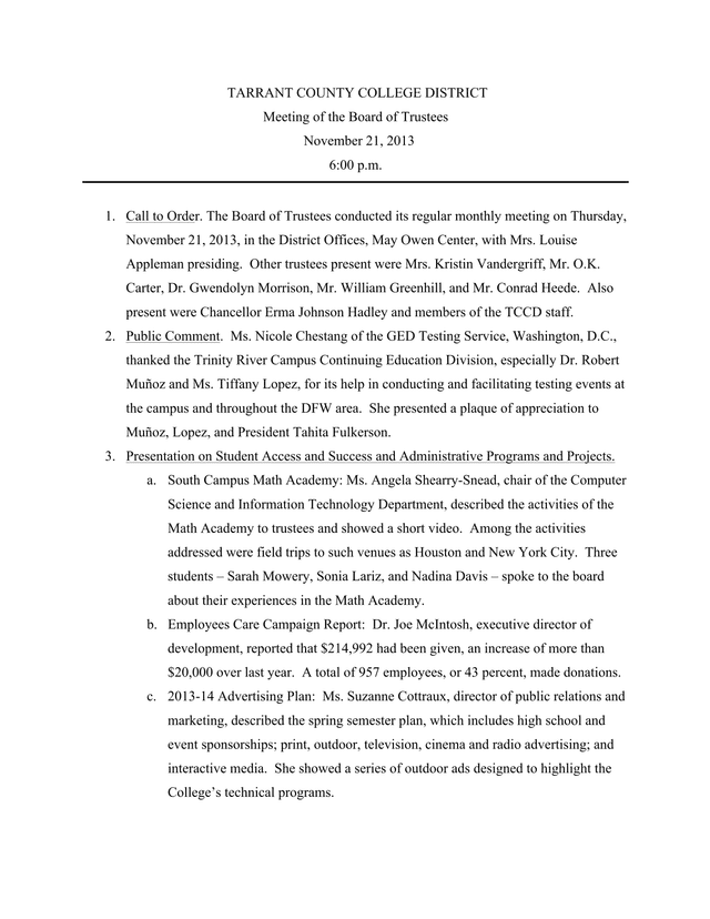 Meeting Of The Board Of Trustees screenshot