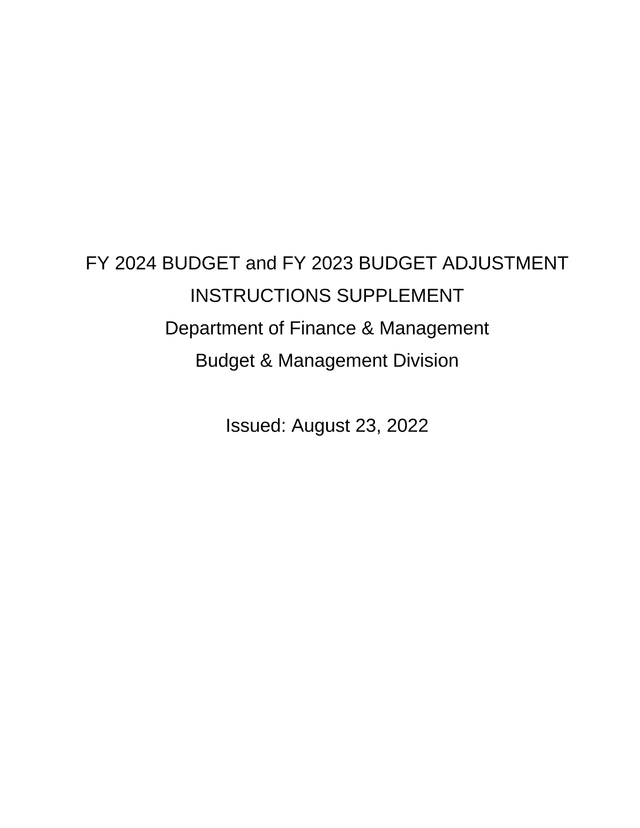 FY 2024 Budget And FY 2023 Budget Adjustment Instructions Supplement screenshot